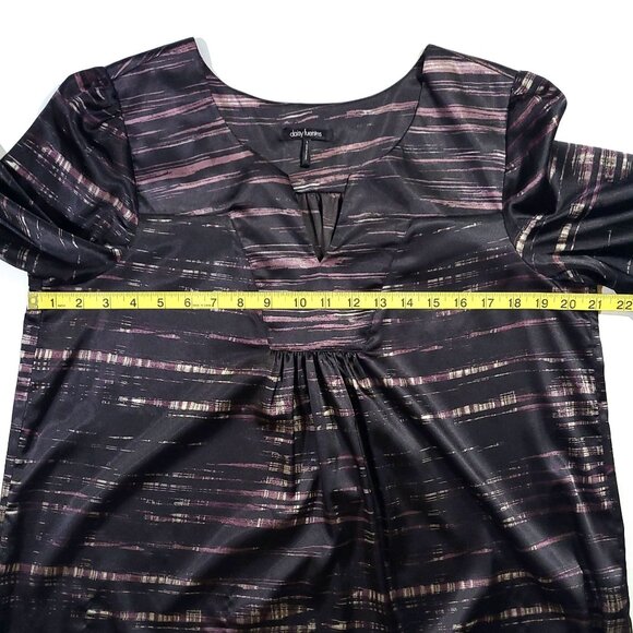 Daisy Fuentes Moda - Women's Size L - Short Sleeve Blouse - Black And Purple - Picture 7 of 10
